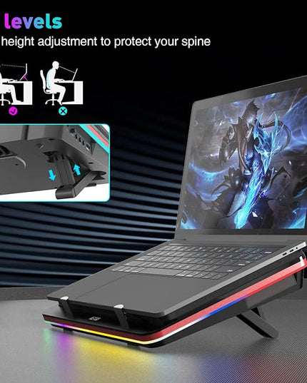 IETS GT500 Powerful Turbo-Fan (5000 RPM) RGB Laptop Cooling Pad with Infinitely Variable Speed,Seal Foam for Rapid Cooling Gaming Laptop,Dust Filter for Protect Laptop,13-17.3inch Laptop Cooler