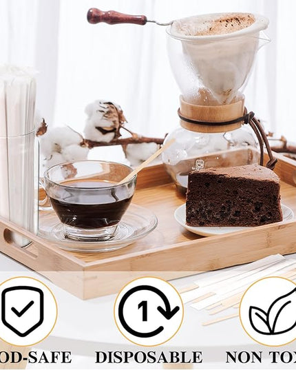 3000 Pcs Individually Wrapped Wooden Coffee Stirrers, Disposable Coffee Stir Sticks Round End Sticks Bulk Wood Stirrers for Cocktail Hot Drinks Restaurant Bar Home Office (5.5 Inch)
