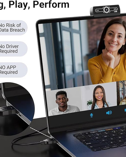 2K Webcam for PC, Full HD Video Calling, HD Light Correction, Works with Skype, Zoom, FaceTime, Hangouts, PC/Mac/Laptop/MacBook/Tablet