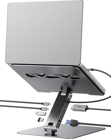 BENFEI Laptop Stand with USB C 6in1 Docking Station, HDMI 4K@60Hz,Gigabit Ethernet, 100W Power Delivery, 10Gbps 1*USB C 3.2 and 2*USB A 3.2 Compatible with MacBook Pro/Air, iPad Pro, XPS, Thinkpad