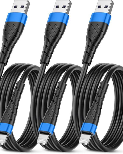 OIITH MFi Certified for iPhone Charger Cable 3 Pack 3 Ft, for Lightning Charging Cord, Fast 2.4A for iPhone USB Cord Compatible with iPhone12/11/XS/Max/XR/X/8/8P/7P/6/iPad - Blue