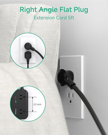 Power Strip Surge Protector - Flat Plug, Wall Mount, 6FT Extension Cord with Multiple Outlets, 8 Wide Outlets with 4 USB Ports (2 USB C), Charging Station Overload Protection Home Apartment Essentials
