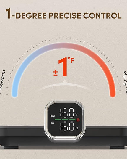 Coffee Mug Warmer for Desk, Accurate 1℉ Temperature Control with Real-Time Display, Smart Mug Warmer with Auto Shut-Off & Cup Sensing, Ideal Gifts for Women and Men