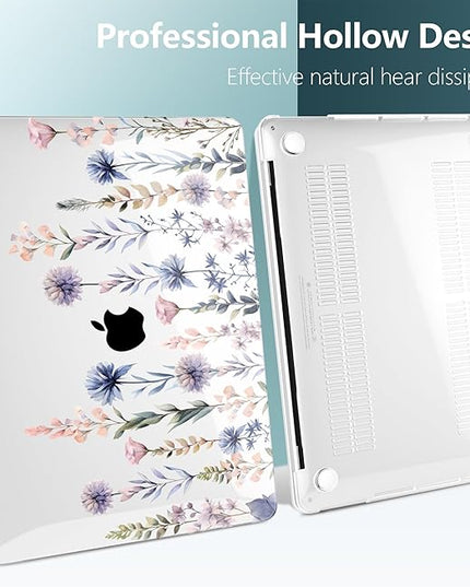 DONGKE Compatible with MacBook Pro 13 inch Case 2024 2023-2020 Release A2338 M2/M1 A2251 A2289 with Retina Display & Touch ID, Plastic Hard Shell & Keyboard Cover & Screen Film - Painting Floral
