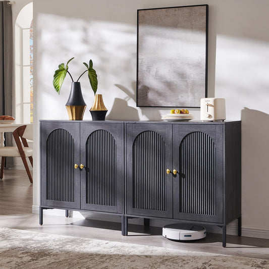 IFGET 61.75" W Modern Arch Sideboard Buffet Cabinet with Storage, Dark Grey