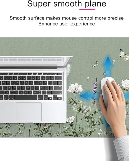 Mouse Pad Gaming Mousepad 31.5 x 11.8 Inch Large Keyboard Desktop Mat XL Mouse Pad for Home and Office Desk Accessories with Botanical Meadow Butterfly Artwork Diatomite