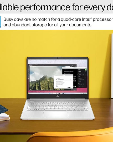 HP 14 Laptop Student Business 2025 Flagship Computer, AI Copilot, 4-Core 13th Gen Intel CPU, 16GB RAM 628GB Storage (128GB UFS+500GB Ext), 1-Yr Office 365, Long Battery HubxcelAccessory Win 11S Silver