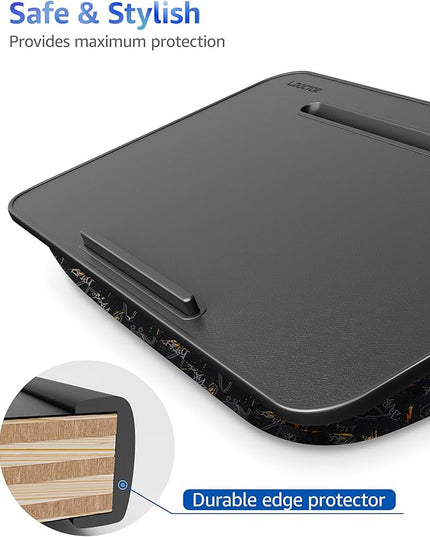 Lap Desk – L.DOCTOR Cushioned Lap Desks, Portable Laptop Desk for Bed, Couch & Floor, Washable Cushion, Built-in Phone & Tablet Slot, Fits 17.3" Laptop – Working, Writing, Gaming – Large, Joysticks