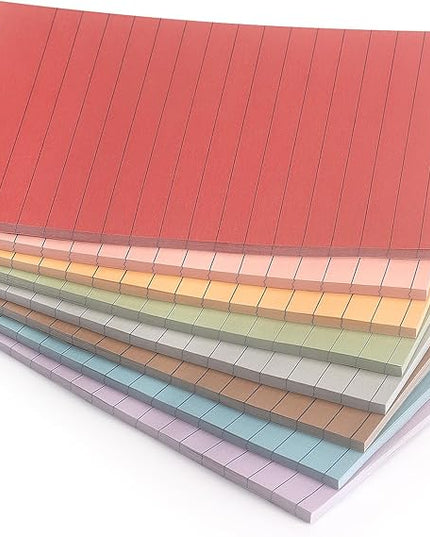 4x6 Inch Lined Sticky Notes, 8 Pack, Vintage Colors, Premium Self-Adhesive Notepads, Large Sticky Pads for Office, School & Home Use, Easy to Use, Reusable & Removable