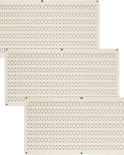 Wall Control Pegboard Value Pack - (3) Pack of Wall Control 16-Inch Tall x 32-Inch Wide Horizontal Metal Wallboards for Home & Garage Tool Storage Organization (Beige Pegboard)