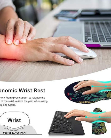 Lateefah Mouse Pad with Wrist Rest, 3-in-1 Gaming Mouse Pad, Keyboard Wrist Rest, Ergonomic Memory Foam Mousepad with Wrist Support for Computer Keyboard