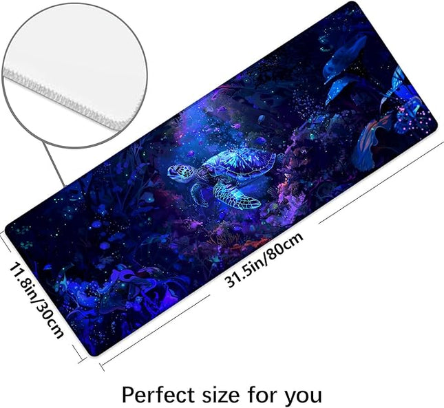 Sea Turtle Extra Large Gaming Mouse Pad, Desk Mat, Non-Slip Rubber Base, MousePads for School, Work, Home Accessories Decor Gifts 31.5" x 11.8"