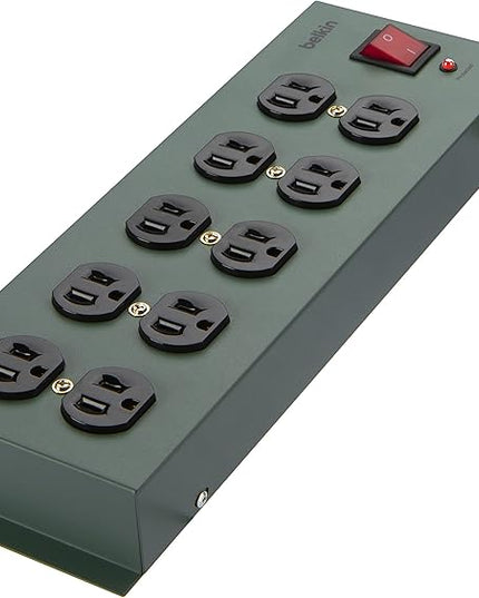 Belkin Power Strip Surge Protector - 10 AC Multiple Outlets, 15 ft Long Heavy-Duty Metal Extension Cord with Wall Mount Holes for Home, Office, Travel, Computer Desktop, Laptop & Phone Charging - 5PK