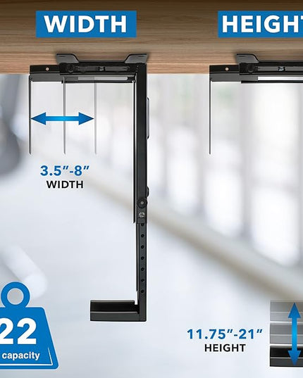 Mount-It! CPU Under Desk Mount Bracket - Computer Tower Wall and Under Counter Holder, 360 Degree Swivel Adjustable Height and Width Wall-Mountable