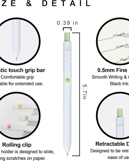 VICO Gel Pens, 5 Pcs 0.5mm Quick Dry Black Ink Pen Fine Point Smooth Writing Pens, Aesthetic Cute Office School Supplies Gifts for Women Men, High-End Series for Journaling Note Taking