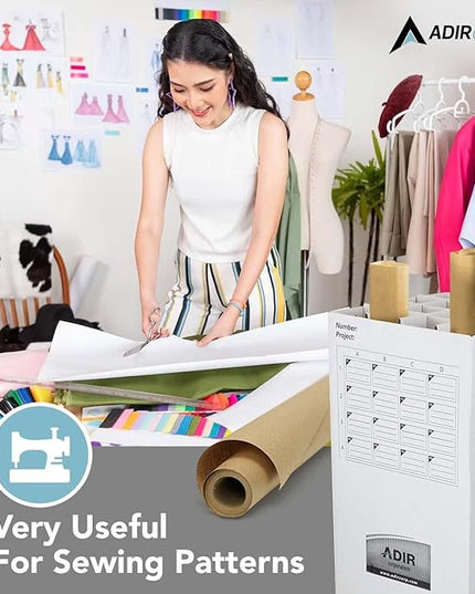 Adir 2 Pack of Cardboard Roll File Storage Organizer - Vertical File Sorter - Blueprint, Poster, Plans, Gift Wrap, And Map Holder Station-16 Slots (for Rolls up to 37 Inches Long)