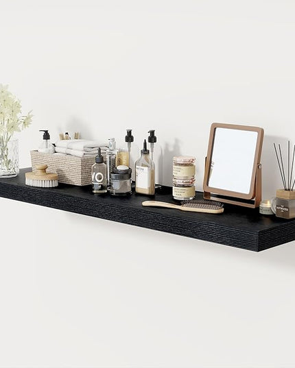 Black Floating Shelves 48 Inch Long, 12 Inch Deep Floating Shelves for Wall, 48 x 12 Large Wall Shelves for Home Storage & Display, 2" Thicked Floating Shelf for Bedroom, Living Room, 1 Pack