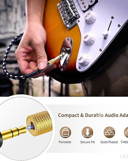 Nadadora 6.35mm (1/4 Inch) Male to 3.5mm (1/8 Inch) Female Stereo Audio Adapter, 1/4 to 1/8 Headphone Jack Converter for Guitar Amp, Mixer, Speaker, Earphones, AUX Cable 2 Pack