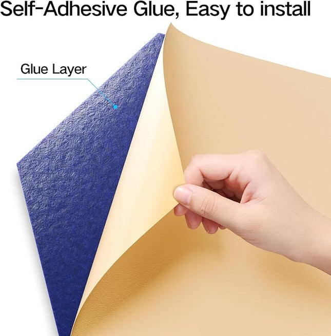 22 Pack Self-Adhesive Acoustic Panels 12" X 10" X 0.4" - Sound Proof Foam Panels with High Density, Y-Lined Design, Flame Resistant, Absorb Noise and Eliminate Echoes(Telecom Blue)