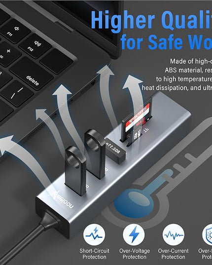 3-Port USB C 3.0 Hub Splitter with USB A Adapter, SD/TF OTG Card Reader, Portable 5 in 1 Multi Ports USB Expander for PC, Laptop, MacBook, Xbox, Flash Drive, HDD, Console,Camera