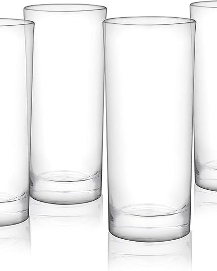 True Highball Glasses, Tall Glass Tumbler for Cocktails, Mojito Iced Tea Juices, Soda Water Drinking Cups, Kitchen Glassware, Home Bar, 11 oz Set of 4