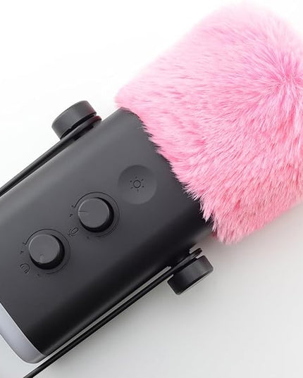 LEFXMOPHY Windscreen for FIFINE AM8 Microphone Replacement Pop filter, Pink Furry Wind Muff Deadcat Cover