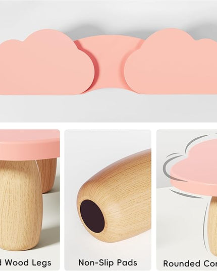Dual Monitor Stand Riser, Adjustable Rainbow Cloud Desktop Organizer for 2 Monitors, Flexible Length & Angle Computer Stand for Laptop, PC, Printer, Home Office Use - Pink