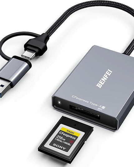 BENFEI CFexpress Type A Card Reader with USB 3.2 (Gen 2) 10Gbps, USB-C&USB-A 2-in-1 Type A CFexpress Adapter, Compatible with Windows/Mac/Linux/Android