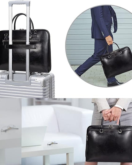 Blofinche Laptop Messenger shoulder bag: Genuine Leather work Briefcase 13.3 15.6 inch designer handbag