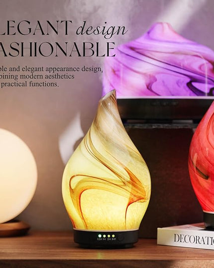 Porseme 150ml Essential Oil Diffuser Glass Color Changing Aroma Air Diffusers Aromatherapy Ultrasonic Cool Mist Humidifier 4 Running Hours Waterless Auto-Off for Sleeping Yoga Office Spa (Jupiter)