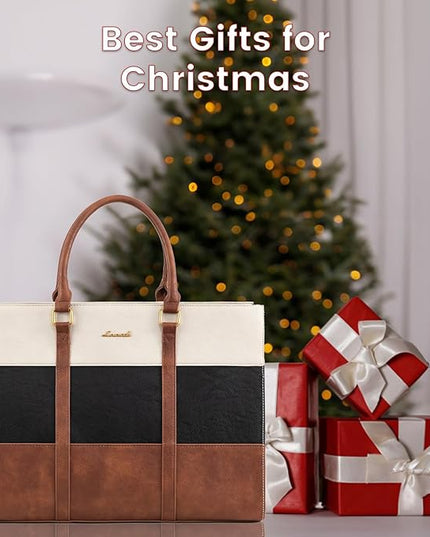 LOVEVOOK Laptop Bag for Women, 15.6 Inch Work Bags for Women, Vintage Leather Laptop Tote Bag, Waterproof Computer Bags with Clutch Purse, Large Capacity Briefcase, Business Office Handbag for Work