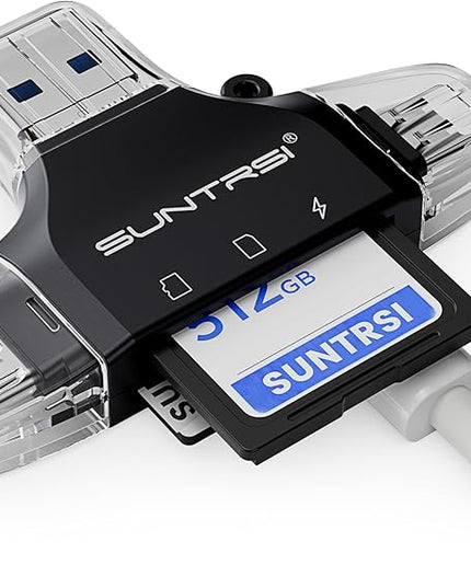4 in 1 SD Card Reader for iPhone ipad Android Mac PC Camera,Micro SD Card Reader SD Card Adapter Portable Memory Card Reader Trail Camera Viewer for SD and TF Card