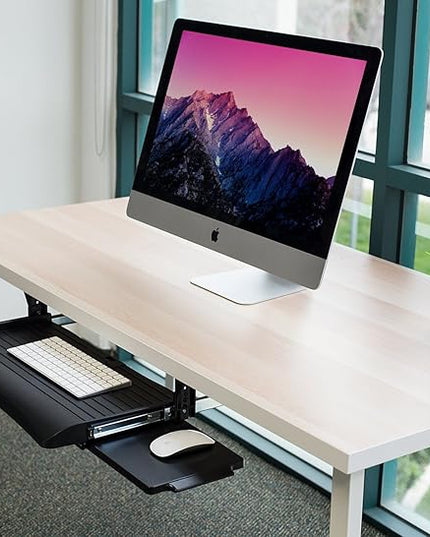 Mount-It! Keyboard Tray Under Desk with Adjustable Mouse Platform – Easy-Glide Sliding Drawer Under Desk Slide Out – Ergonomic Under Key Board Shelf for Office, Gaming, and Workstations