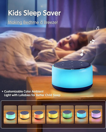 FamiSym Sleep Sound Machine for Babies Kids Adults - Rechargeable White Noise Machine for Sleeping with Night Light, 34 Soothing Sounds, Nursery Decor Baby Lullaby Machine, Registry Gift