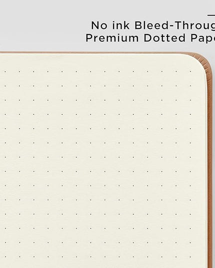 &And Per Se Dotted Journal Notebook, A5 Hardcover Leather Bullet Dotted Journal, 160 Pages 100 gsm Thick Paper, 3 Sheets of Stickers Included- 5.7'' x 8'' (Light Brown)