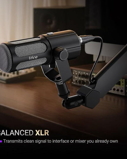 FIFINE Podcast Microphone, USB/XLR Vocal Dynamic Microphone for Streaming, Recording, Broadcast, Content Creator, Studio Microphone for PC with Mute Button, Headphone Monitoring-AmpliTank TANK6