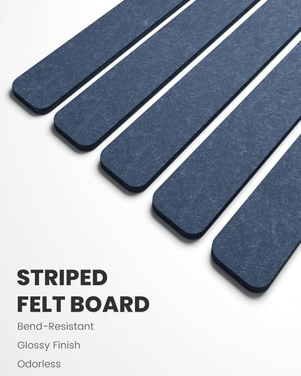 Fluxynara Cork Board Alternative Felt Strip Board 5-Pack 13"x2", Office Pin Board with 35 Push Pins, Adhesive Install for Bedroom Door & Home Office(Denim Blue)