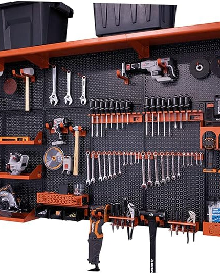 OmniWall Weekend Warrior XL Metal Pegboard Wall Organization System (Black/Orange)