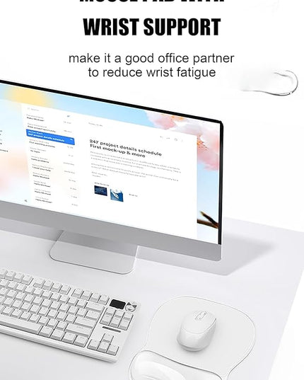 Gel Wrist Rest for Mouse,Ergonomic Mousepad with Clear Cushioned Palm Rest,Gel Mouse Pad with Wrist Support,Small Desk Mat,Office Desk Work Accessories for Women,Carpal Tunnel Relief (B-Clear)
