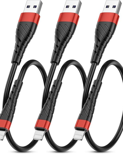 Compatible with Apple MFi Certified Short for iPhone Charger Cable 3 Pack 1Ft, 12 inch Lightning Charging Cord, Fast 2.4A for iPhone Data Cord Compatible with iPhone12/11/XS/Max/XR/X/8/8P/7P/6/iPad