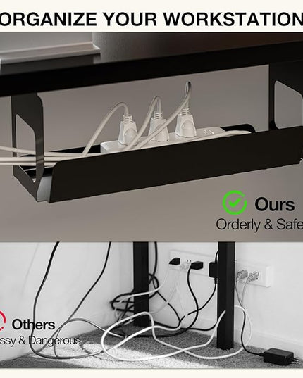 Muvai 59 Inch L Shaped Standing Desk Adjustable Height with Cable Management Tray,Gaming Electric Corner Standing Desk, Sit Stand Computer Table with Reversiable Splice Board, Black