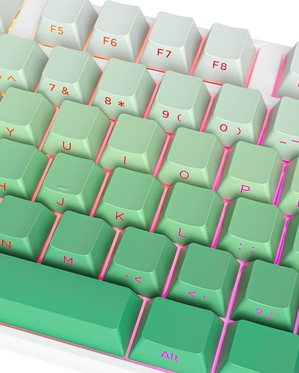 Cherry Profile Side Printed PBT Keycaps, 135 Key Minimalist Double Shot Shine Through Custom Keycap, Gradient Key Cap for Cherry MX Switches Mechanical Keyboard (Mint Green/Side Print)