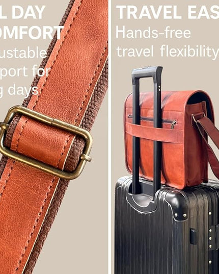 RUSTIC TOWN Leather Messenger Bag for Men Women - Full Grain Leather Laptop Satchel Office Shoulder Bag