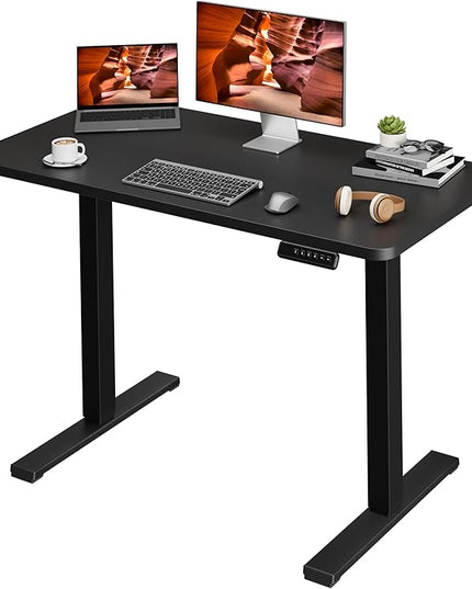 One-Piece Standing Desk 47 x 24 Inches, Small Adjustable Height Desk， Electric Sit Stand Desks Home Office Computer Workstation, Black
