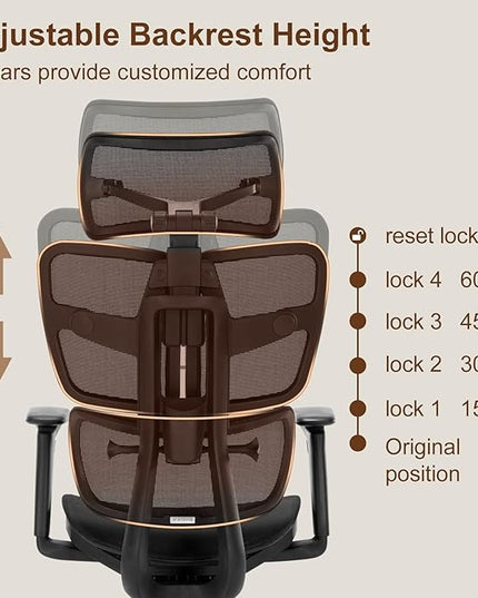 Ergonomic Mesh Office Chair with Adjustable Armrests, Lumbar Support,Big and Tall Desk Chair with Headrest and Smooth Rolling Base,Swivel Comfy Task Chair for Home Office,Black