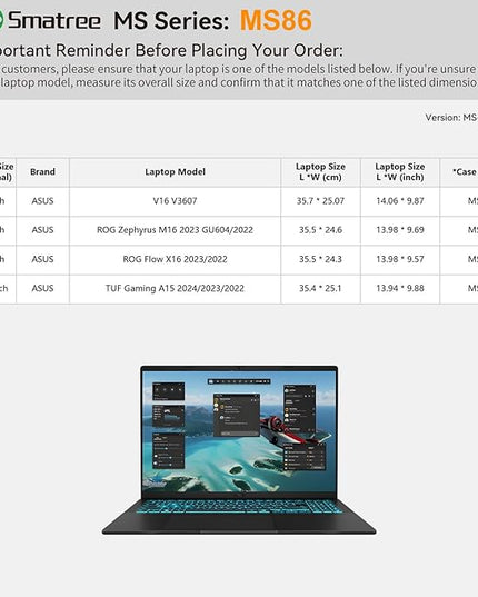 Smatree MS86 Hard EVA Protective Sleeve with Stand Compatible for 15.6 inch ASUS TUF Gaming A15 2024/2023/2022, for 16 inch ASUS V16 V3607, for ROG Zephyrus M16/ROG Flow X16 2023/2022 Cover, White