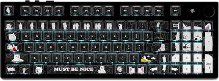 RIPNDIP Must Be Nice Custom Keycaps, 120 Keys ASA PC PBT Keycap Set, Dye Sub Shine Through 4-Sided Crystal Key Caps, Universal Compatibility Keycaps for MX Switches Mechanical Keyboard