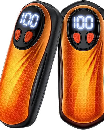 Hand Warmers Rechargeable 2 Pack, 6000mAh Electric Hand Warmers, 5-Level Heating with Battery Display, Reusable Portable Pocket Heater, Gifts for Christmas, Outdoor, Golf, Travel, Hunting, Camping