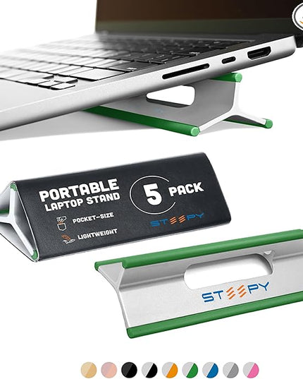 Steepy Portable Laptop Stand for Desk – Adjustable Height, & Portable Laptop Holder – Ergonomic Computer Stand for Cooling & Comfort – Slip-Proof, Sturdy Design – Universal Fit for 13-17 Inch Devices