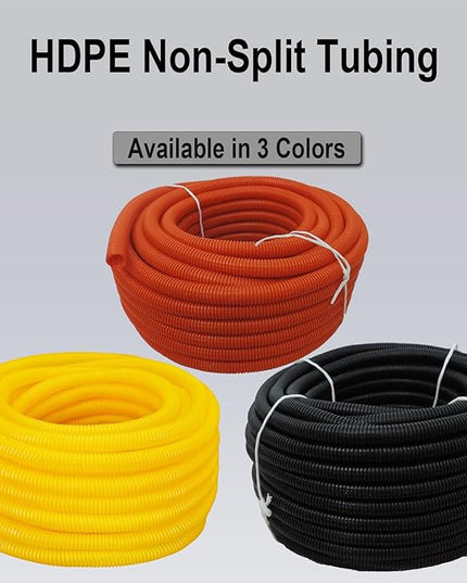 Flexible Polyethylene HDPE Non-Split Corrugated Wire Loom Tubing (Orange, 1/2" Dia. x 100 ft)